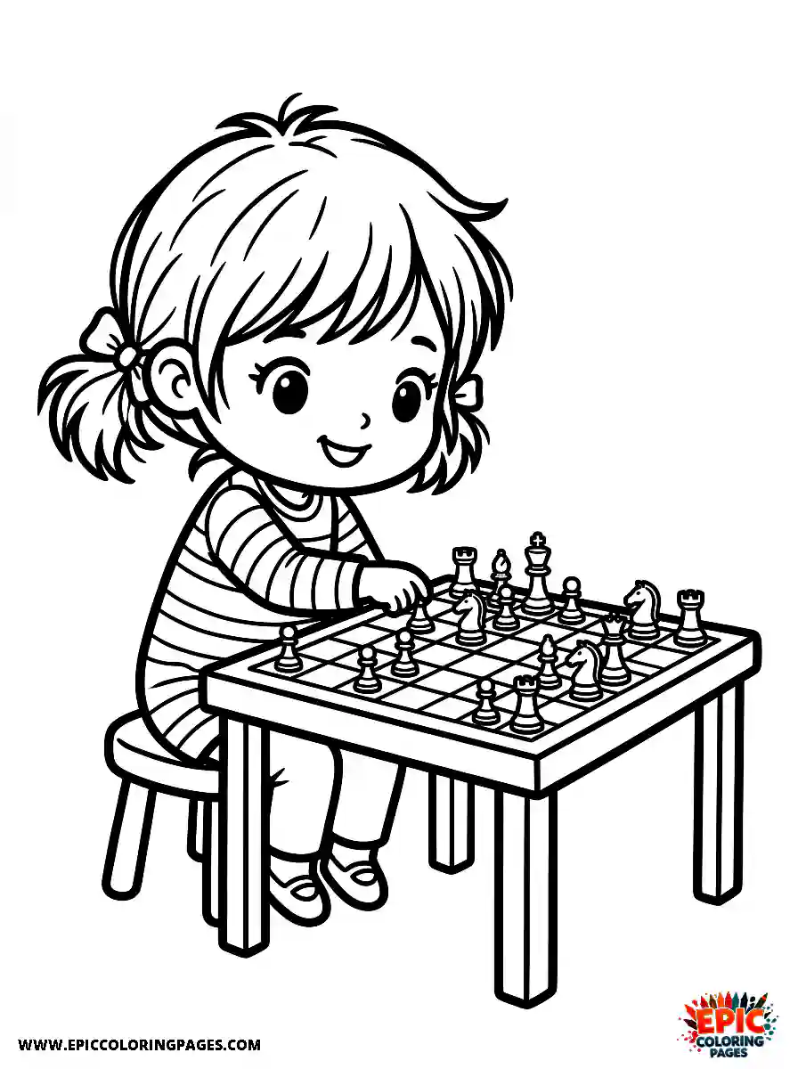 Chibi Girl Adorable chibi girl enjoying a game of chess