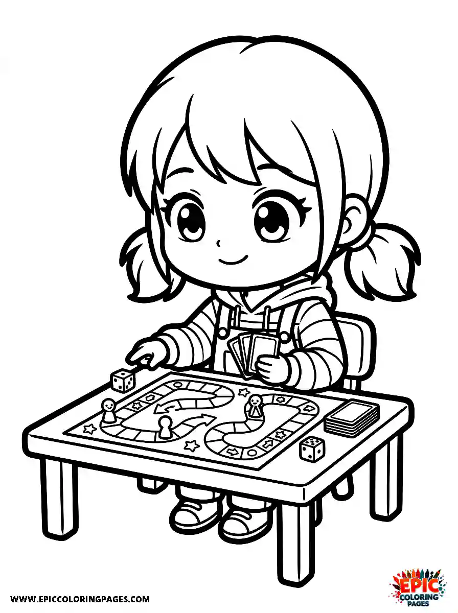 Chibi Girl Adorable chibi girl playing a board game