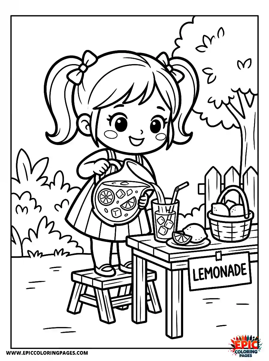 Chibi Girl Adorable chibi girl pouring lemonade from a pitcher