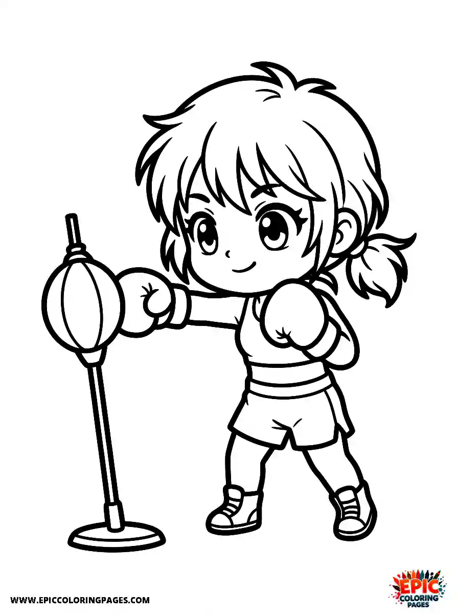 Chibi Girl Adorable chibi girl practicing boxing training