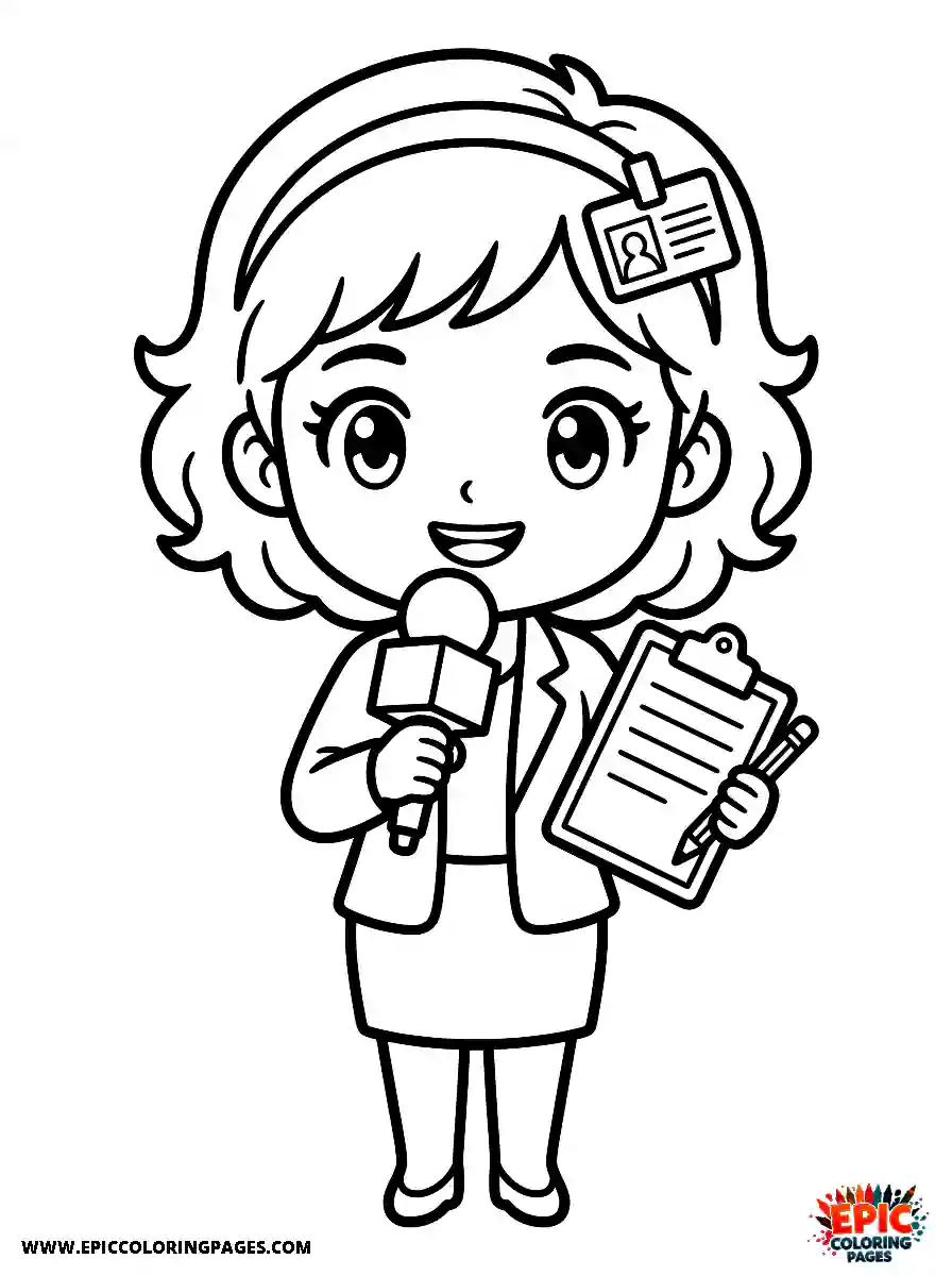 Chibi Girl Adorable chibi girl presenting the daily news on television