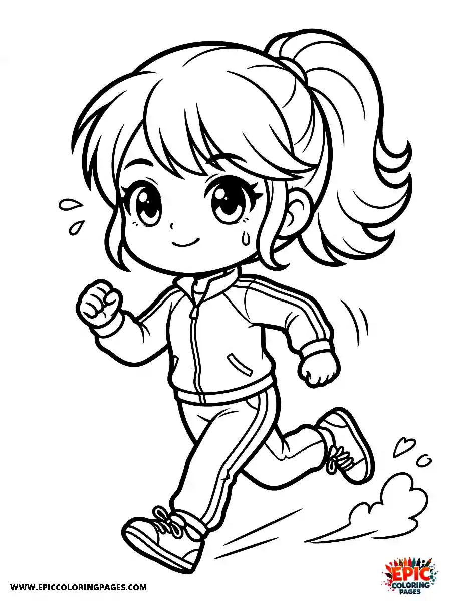 Chibi Girl Adorable chibi girl running energetically on a sunny day
