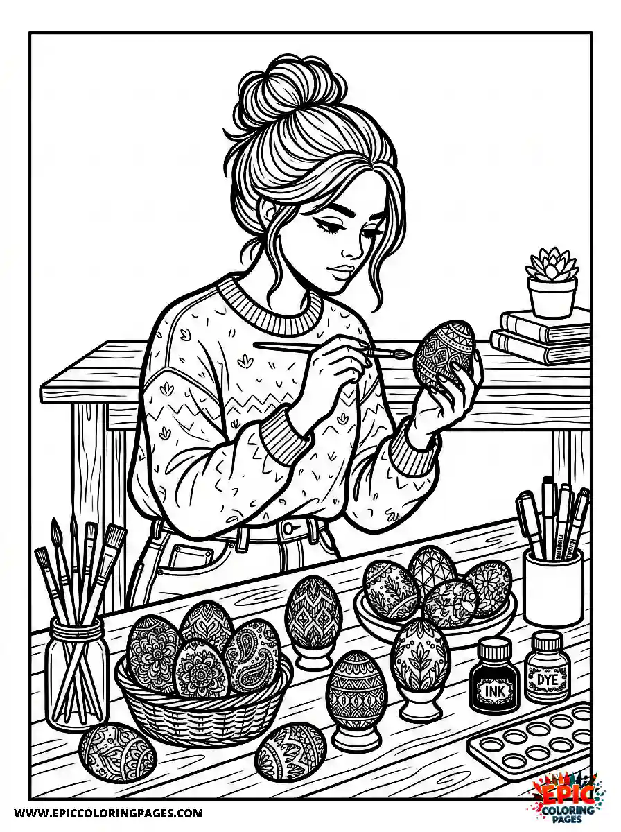 Aesthetic Girl aesthetic girl decorating easter eggs