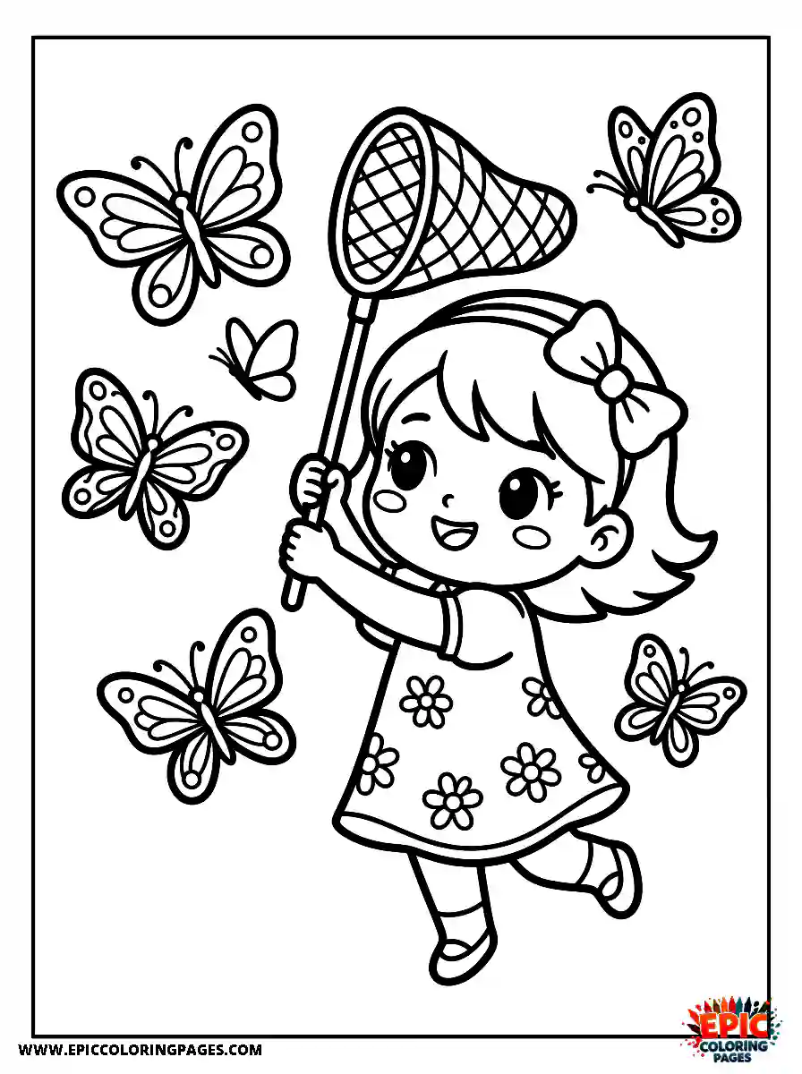 Chibi Girl Chibi girl chasing colorful butterflies in the garden