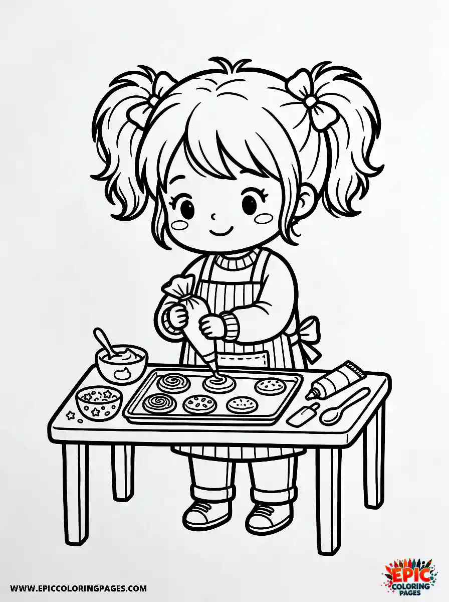 Chibi Girl Chibi girl decorating sweet cookies