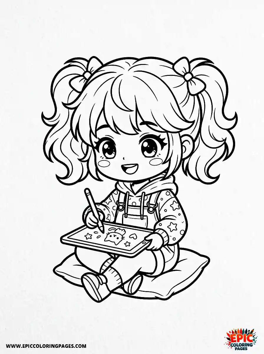 Chibi Girl Chibi girl drawing on a digital tablet