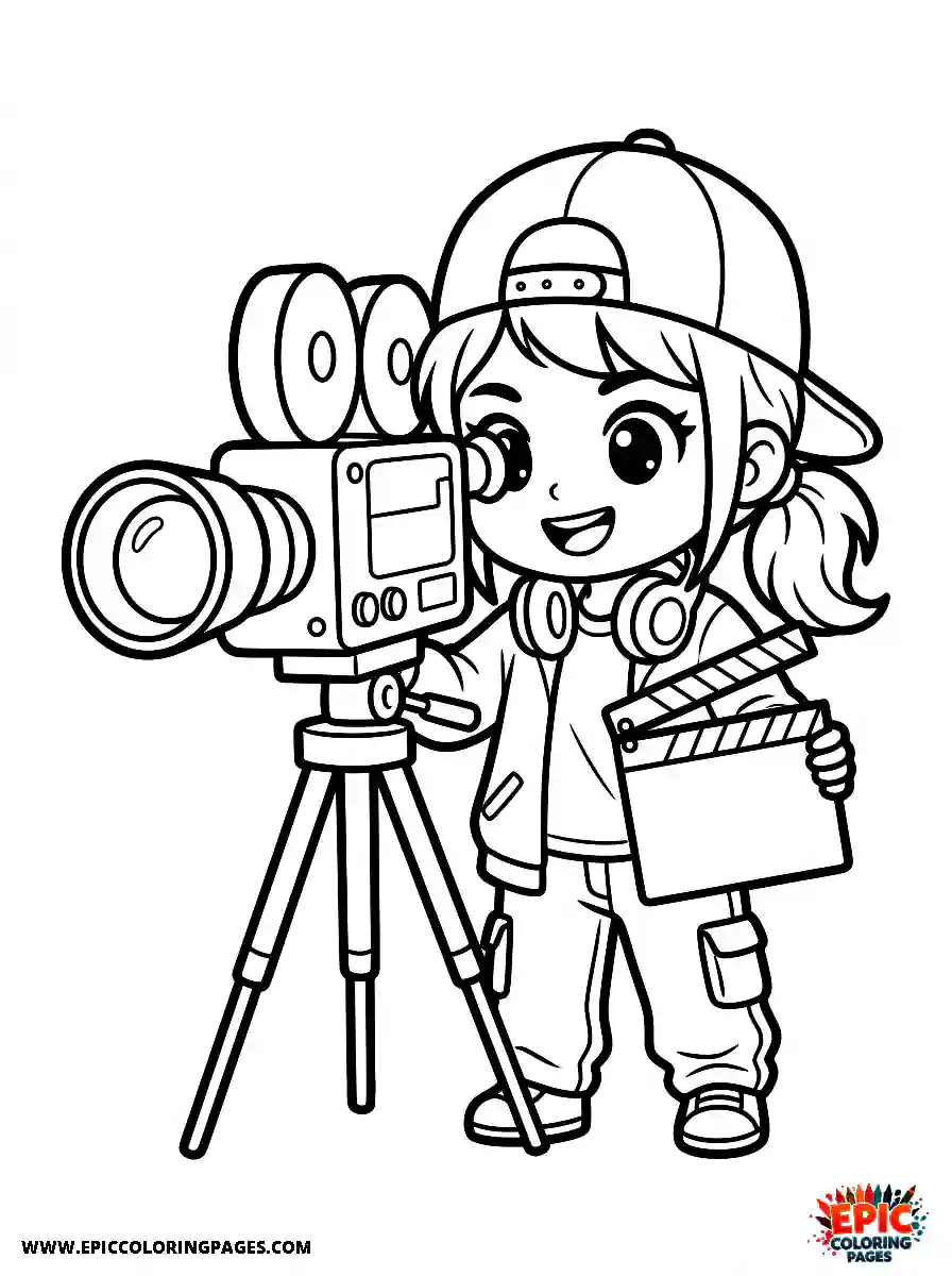 Chibi Girl Chibi girl filming as a movie director