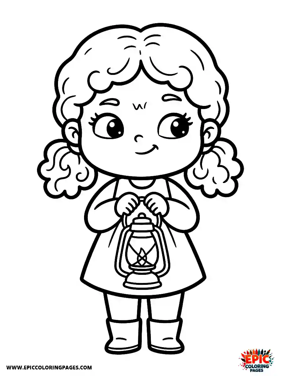 Chibi Girl Chibi girl holding a lantern and looking around curiously