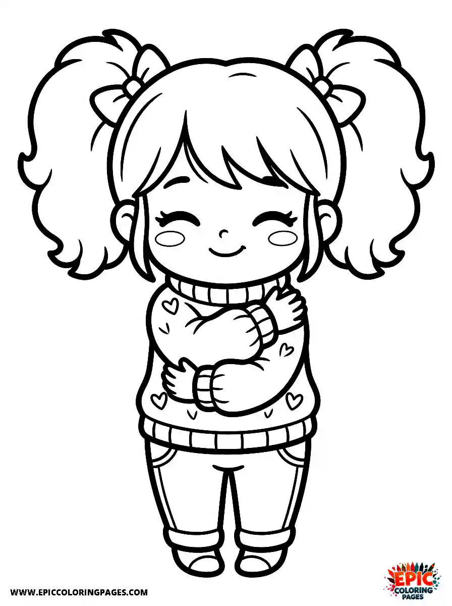 Chibi Girl Chibi girl hugging herself joyfully