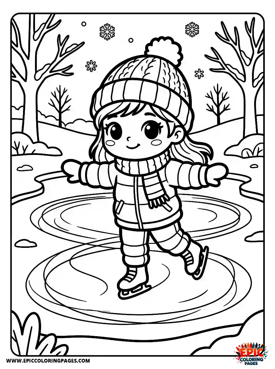Chibi Girl Chibi girl ice skating on a frozen pond