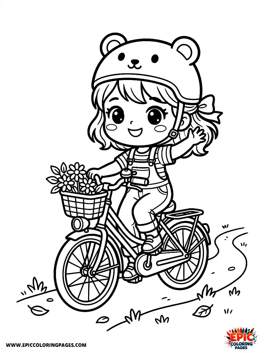 Chibi Girl Chibi girl pedaling a bike in the park