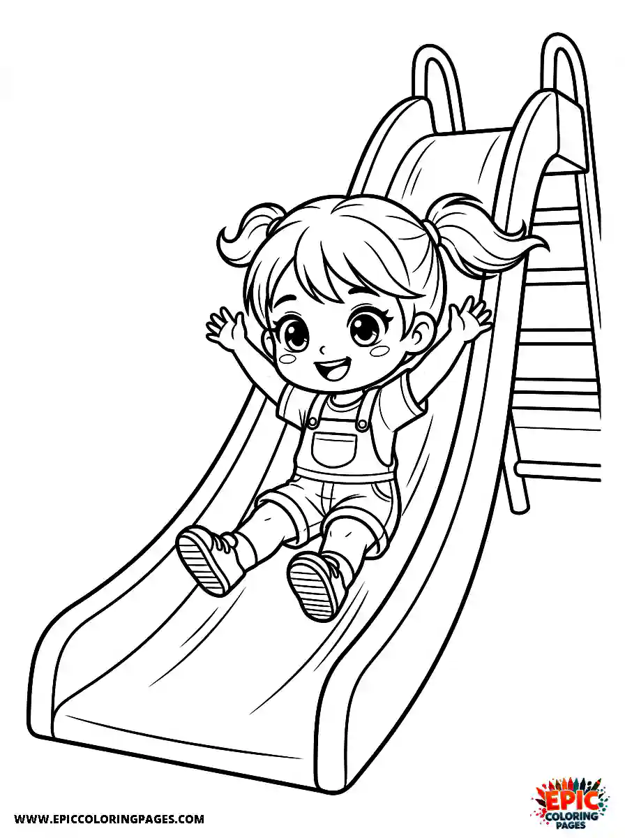 Chibi Girl Chibi girl playing on a park slide