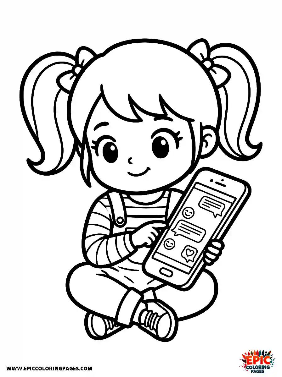 Chibi Girl Chibi girl sending messages on her phone