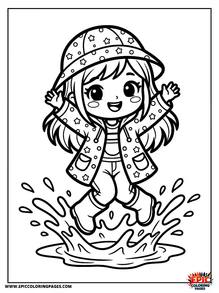 Chibi Girl Chibi girl splashing water during a rainy day