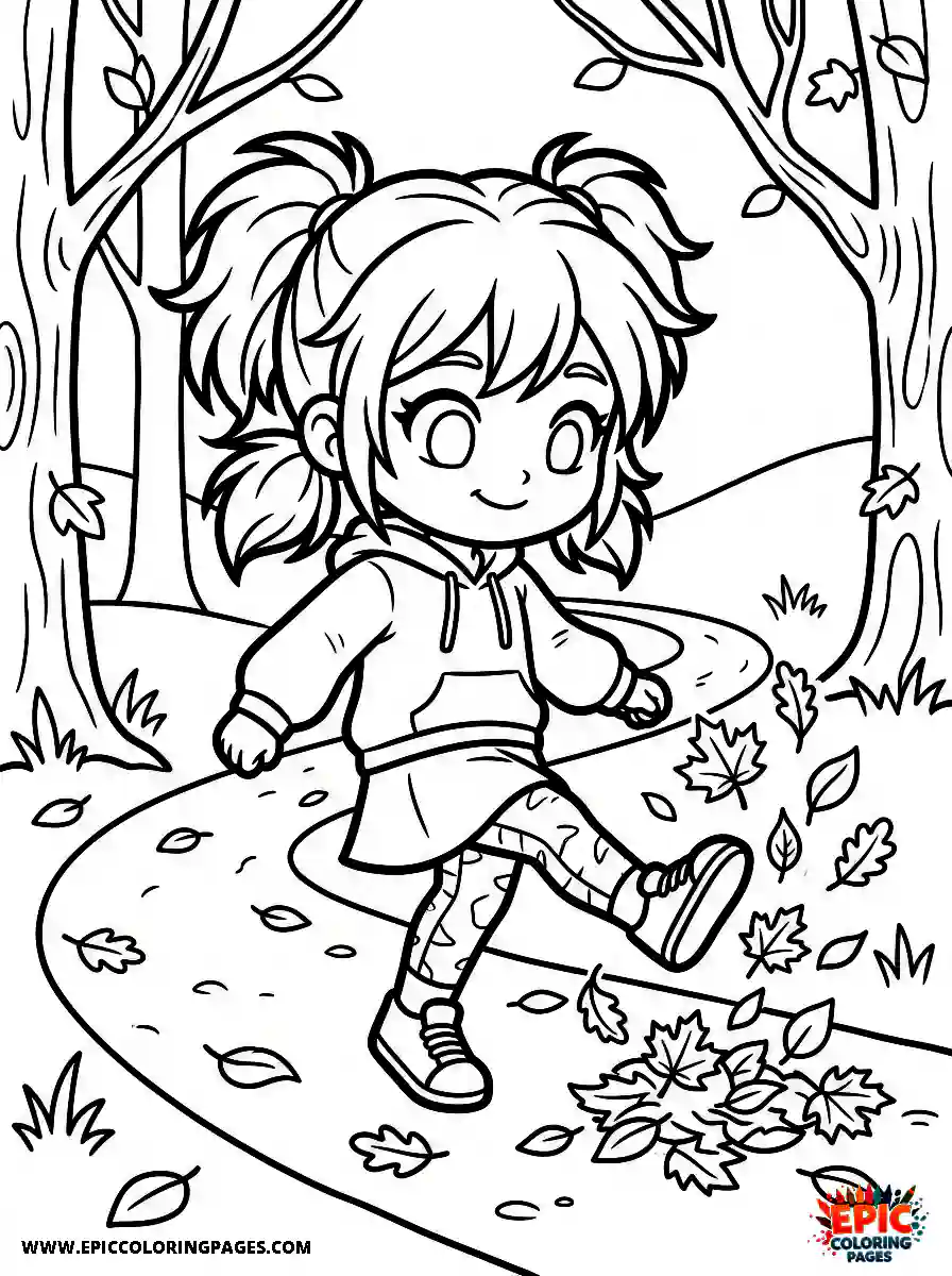 Chibi Girl Chibi girl strolling through the park during fall