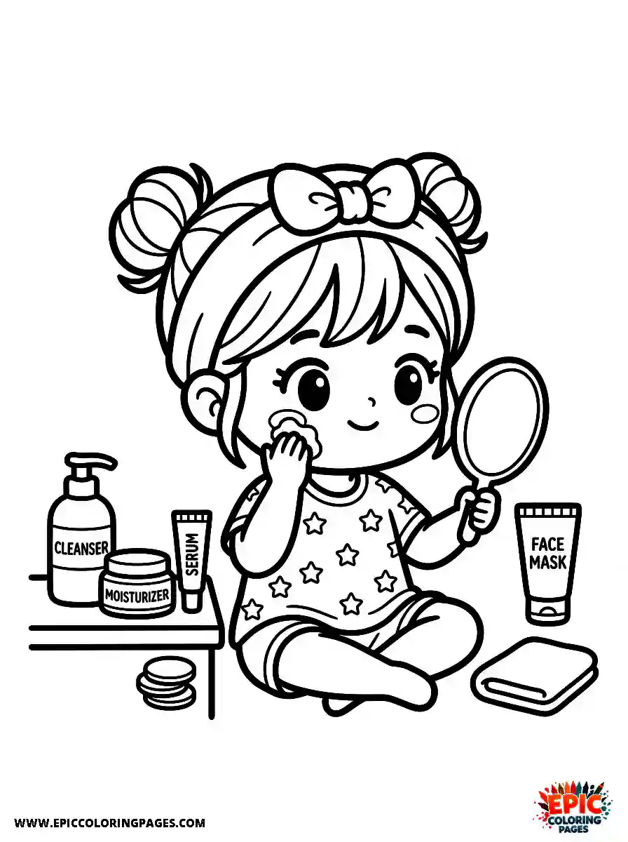 Chibi Girl Chibi girl washing her face with cosmetic products