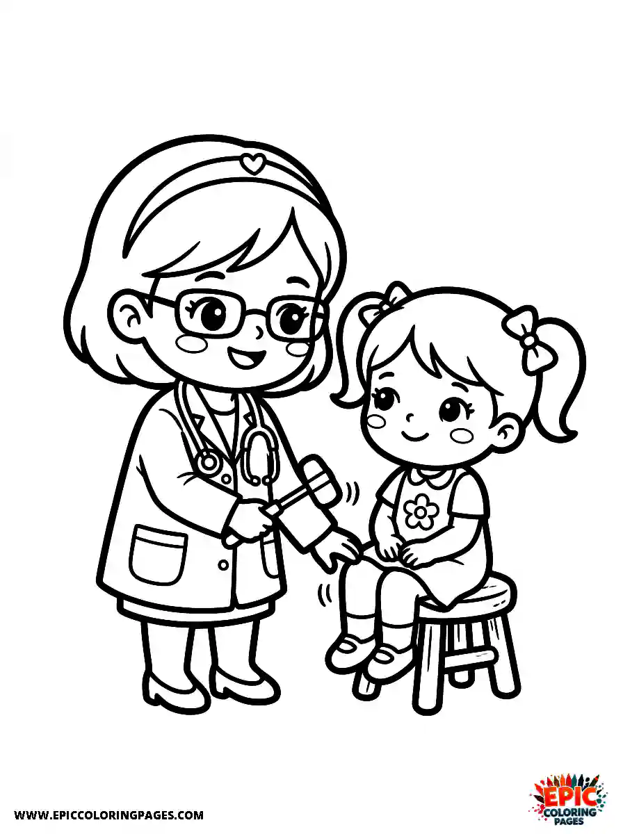 Chibi Girl Chibi girl working as a doctor and examining a patient