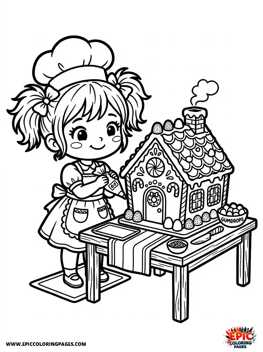 Chibi Girl Curious chibi girl decorating a sweet gingerbread home