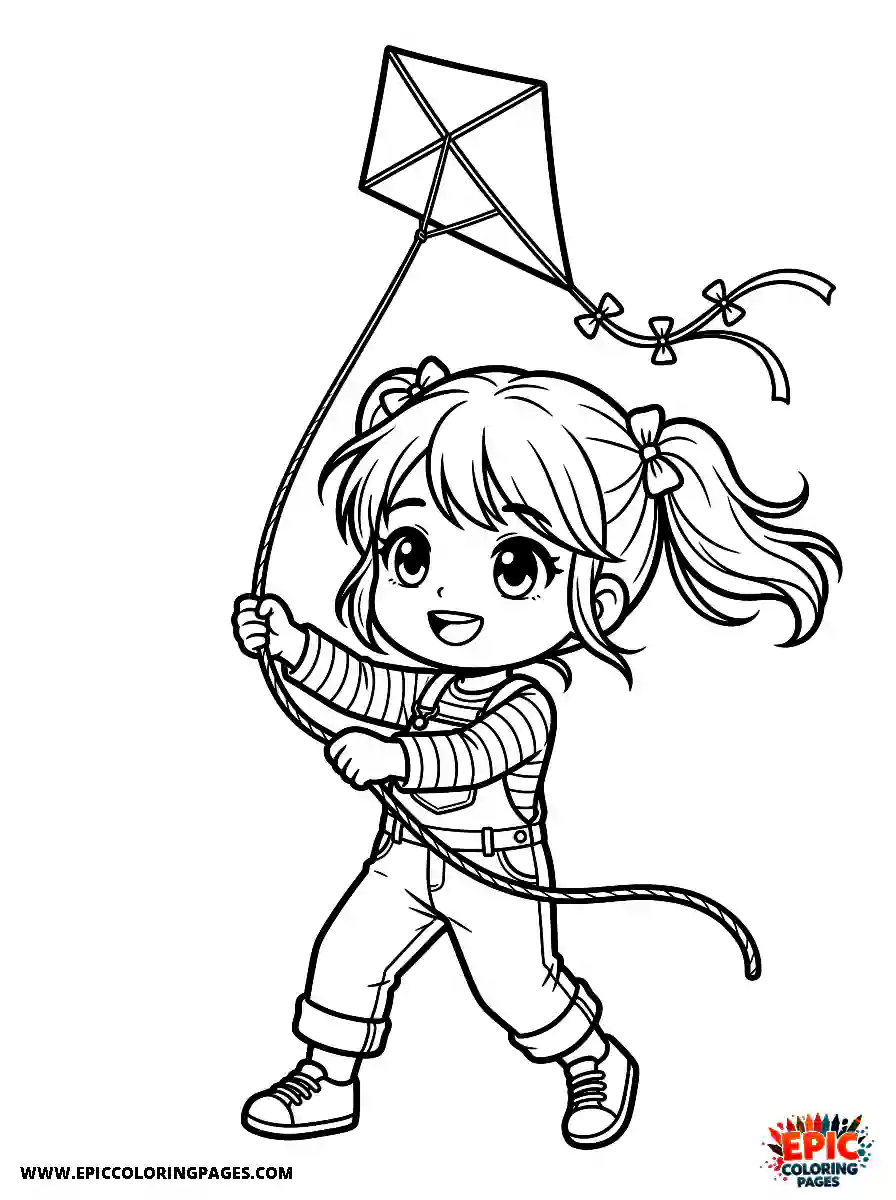 Chibi Girl Curious chibi girl holding a kite string and pulling it