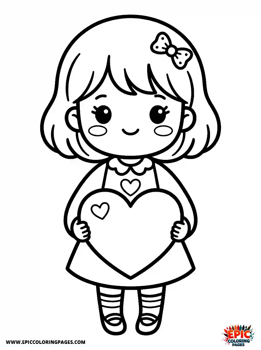 Chibi Girl Curious chibi girl holding a valentine heart