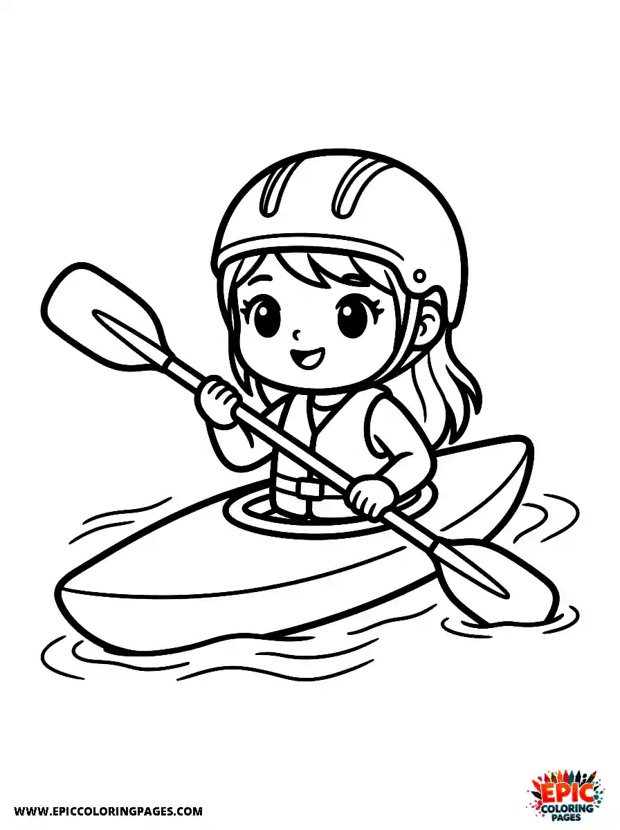 Chibi Girl Curious chibi girl kayaking in the water