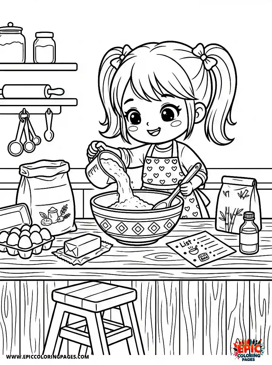 Chibi Girl Curious chibi girl measuring ingredients for a recipe
