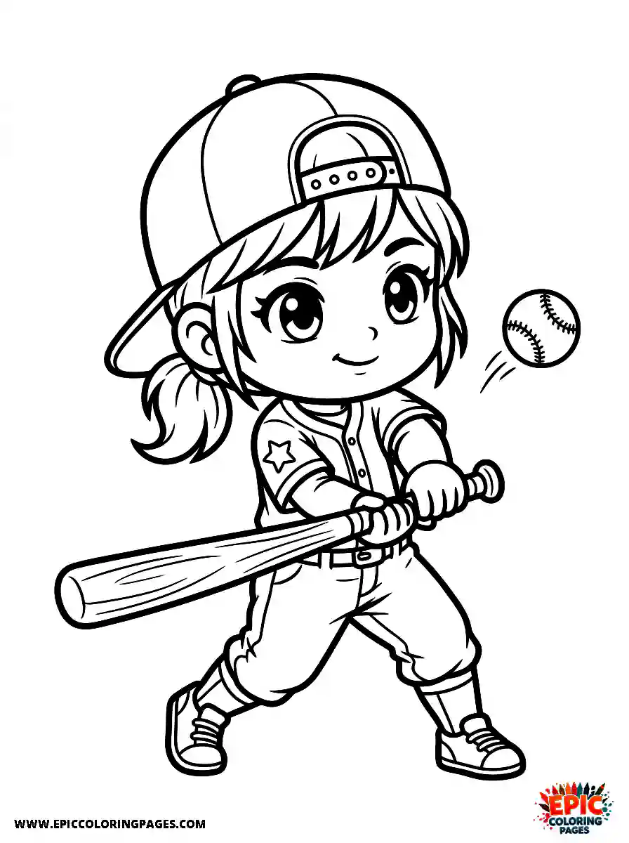 Chibi Girl Curious chibi girl playing a game of baseball