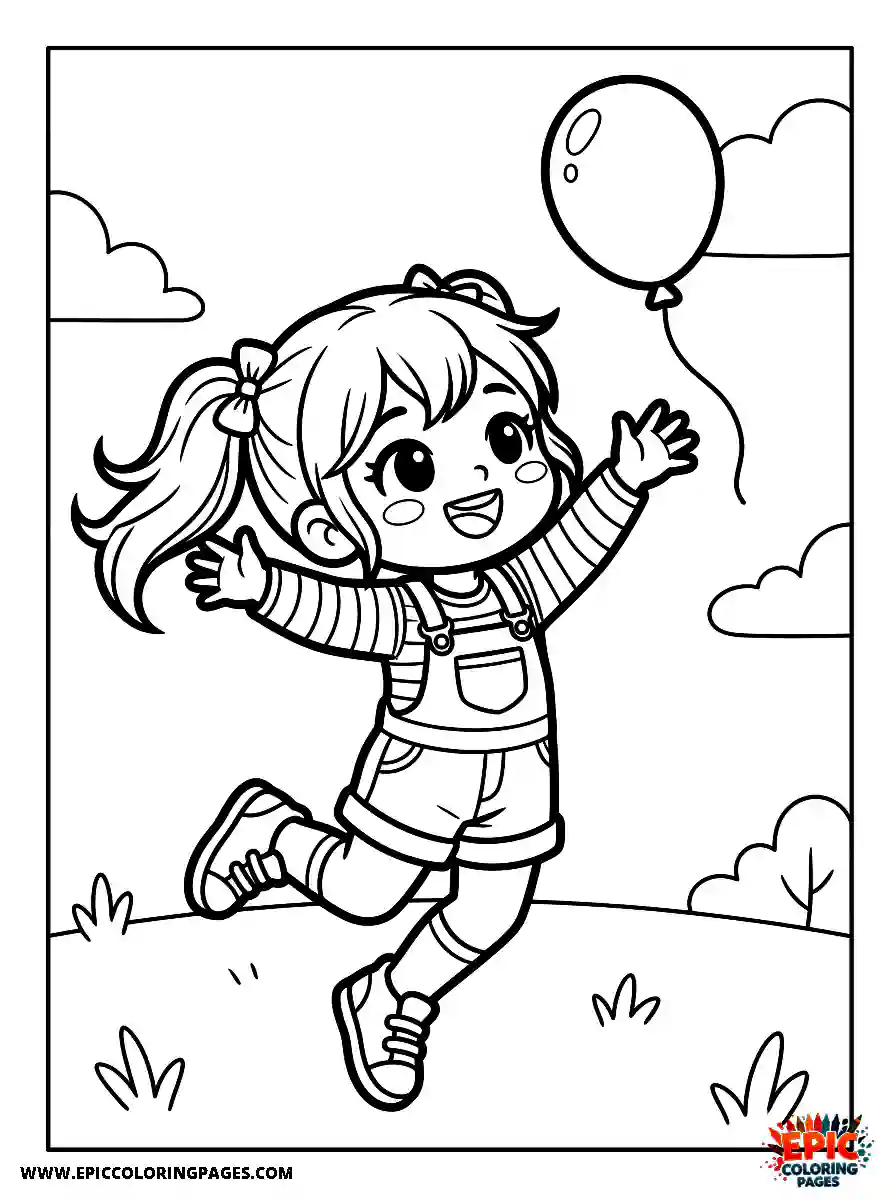 Chibi Girl Curious chibi girl reaching high for a runaway balloon