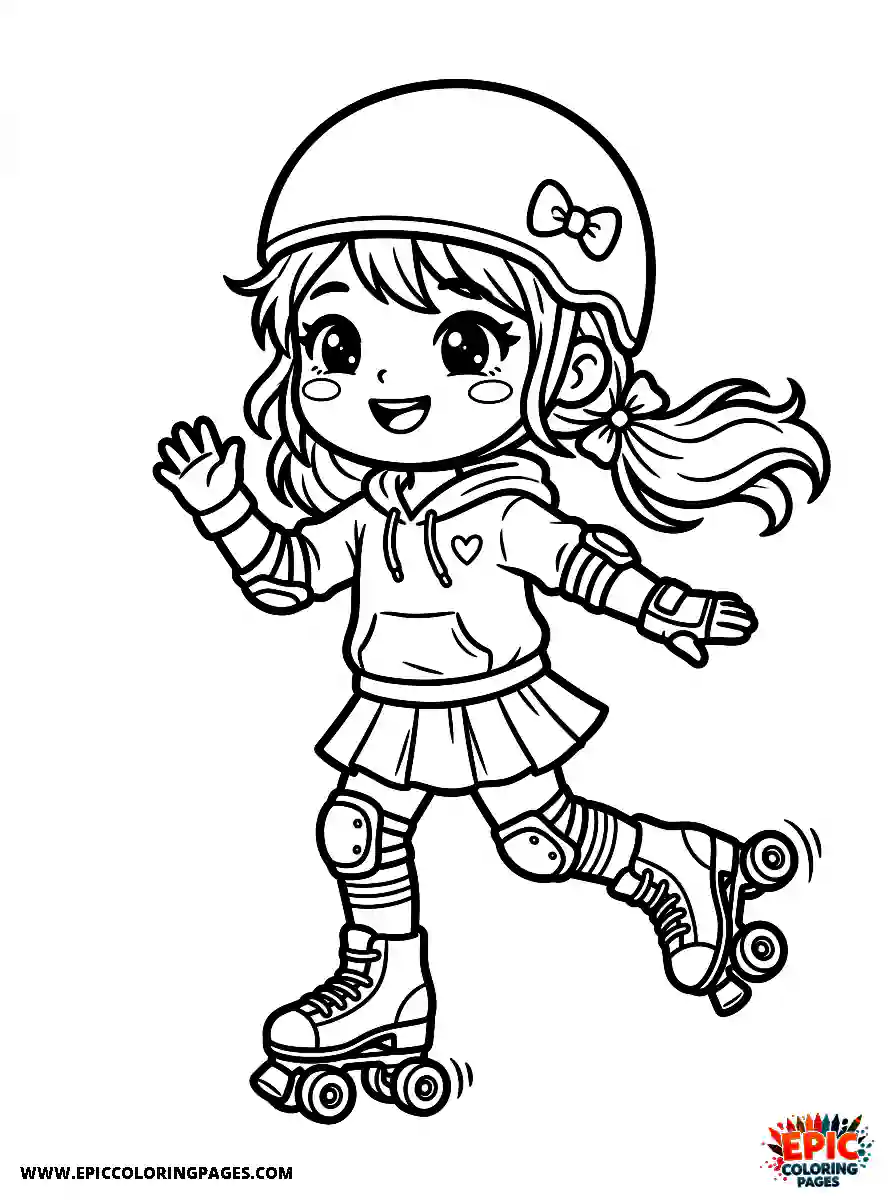 Chibi Girl Curious chibi girl roller skating at the park