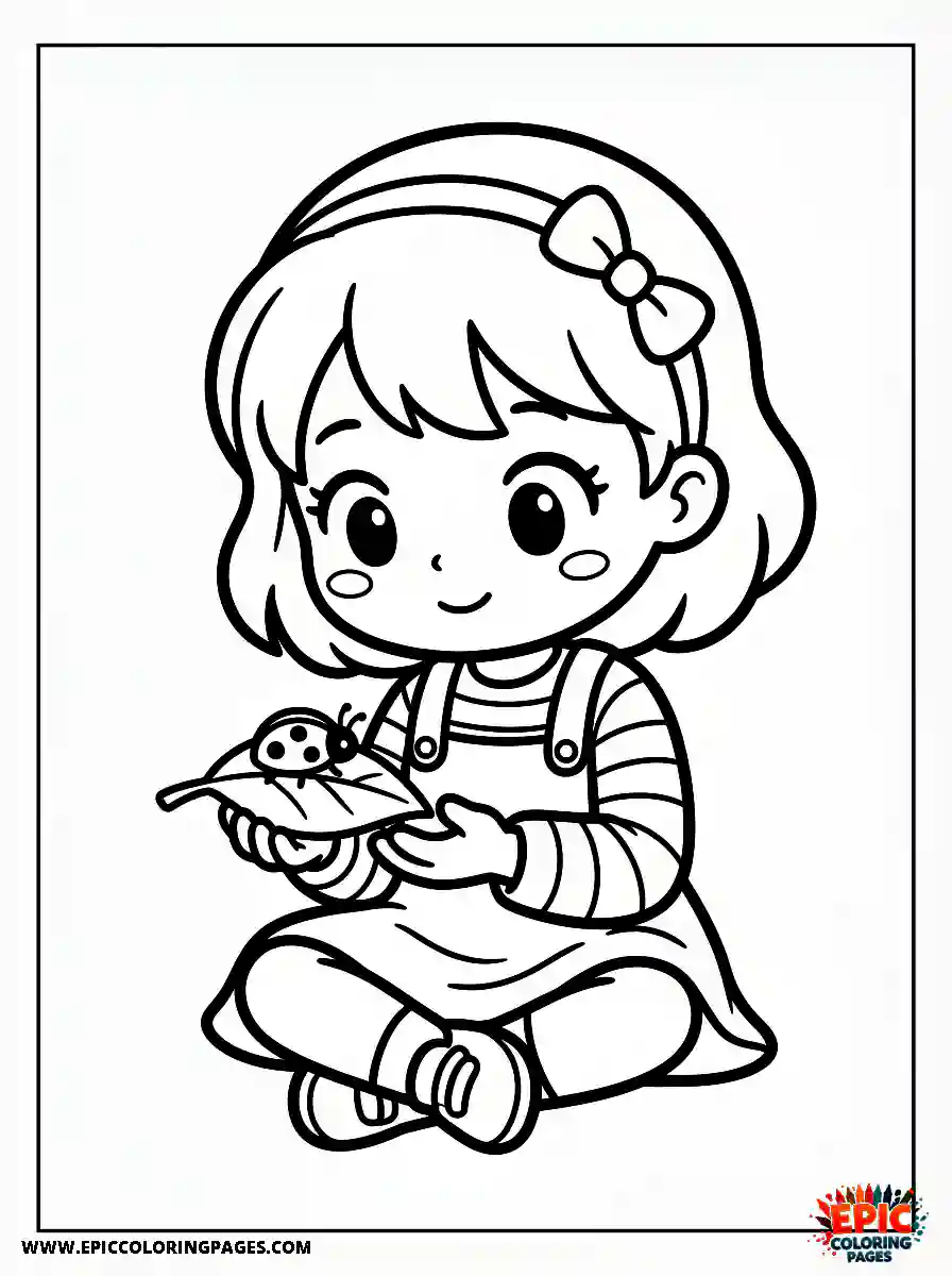 Chibi Girl Curious chibi girl watching a ladybug