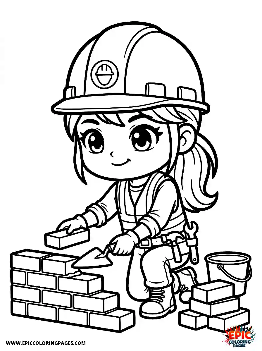 Chibi Girl Curious chibi girl working on a construction site