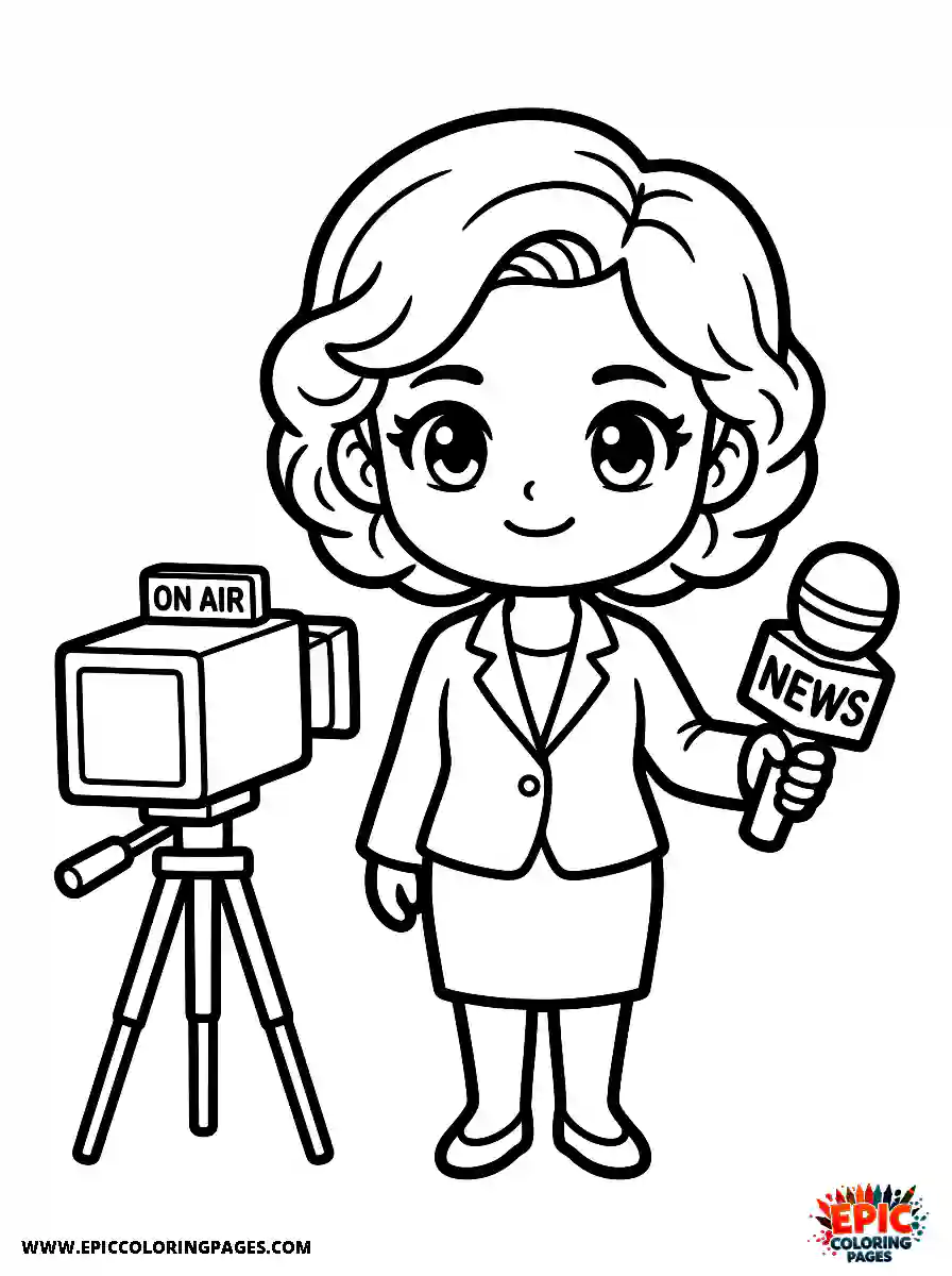 Chibi Girl Cute chibi girl broadcasting as a news reporter