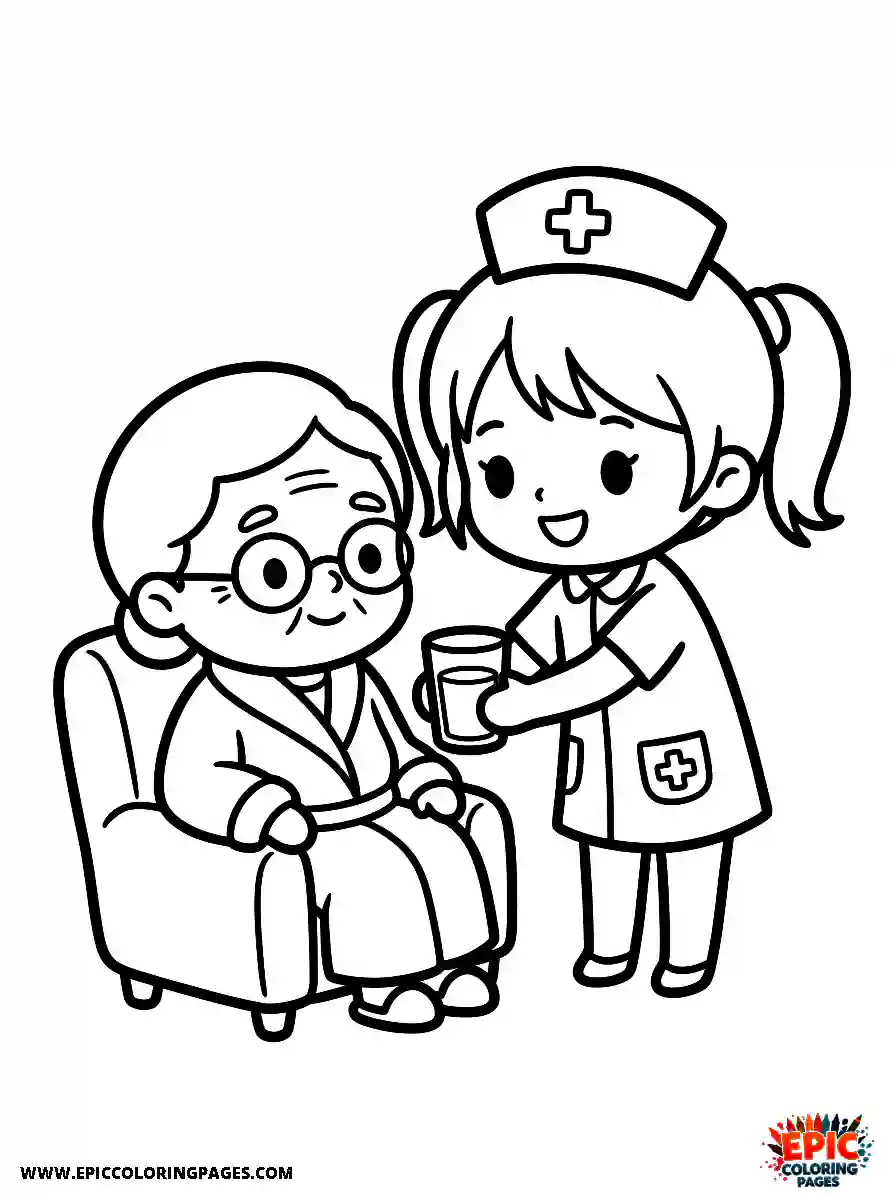 Chibi Girl Cute chibi girl caring for a patient as a nurse