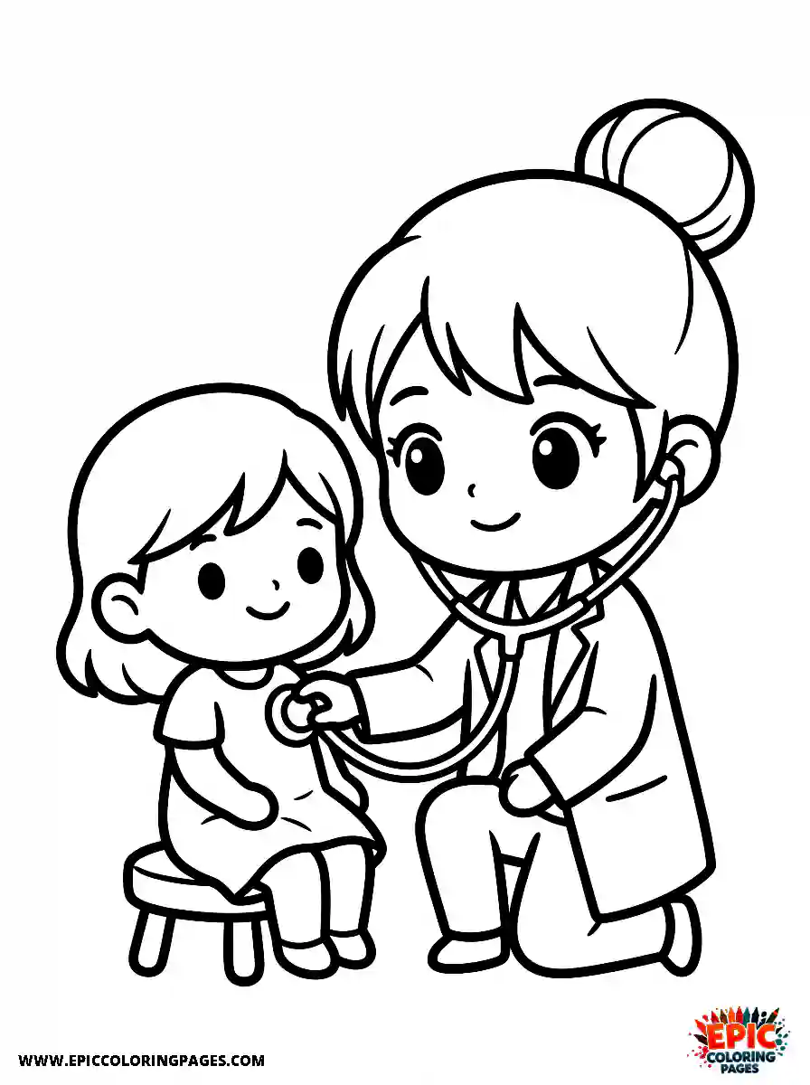 Chibi Girl Cute chibi girl doctor checking a patient