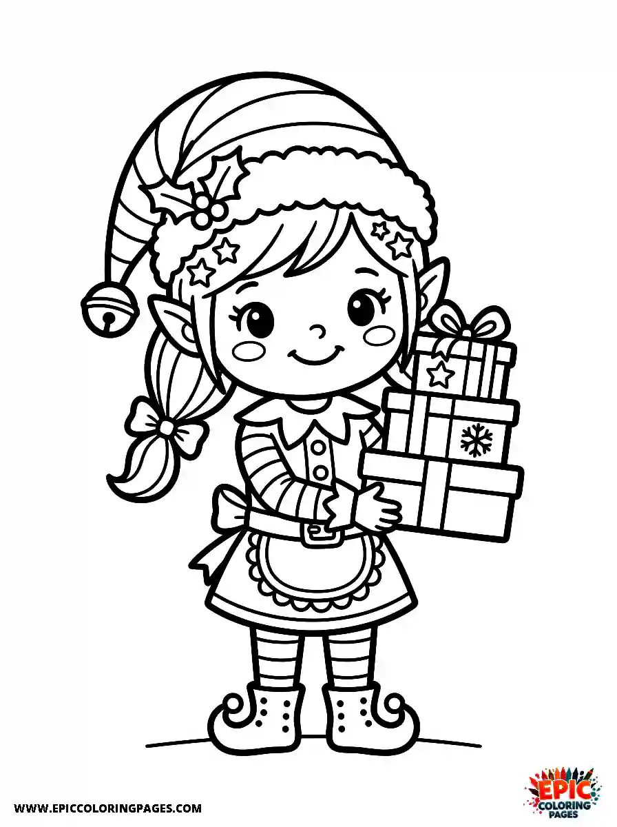 Chibi Girl Cute chibi girl holiday elf helper