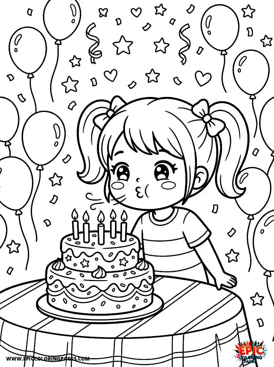Kawaii Girl Cute kawaii girl blowing out birthday candles