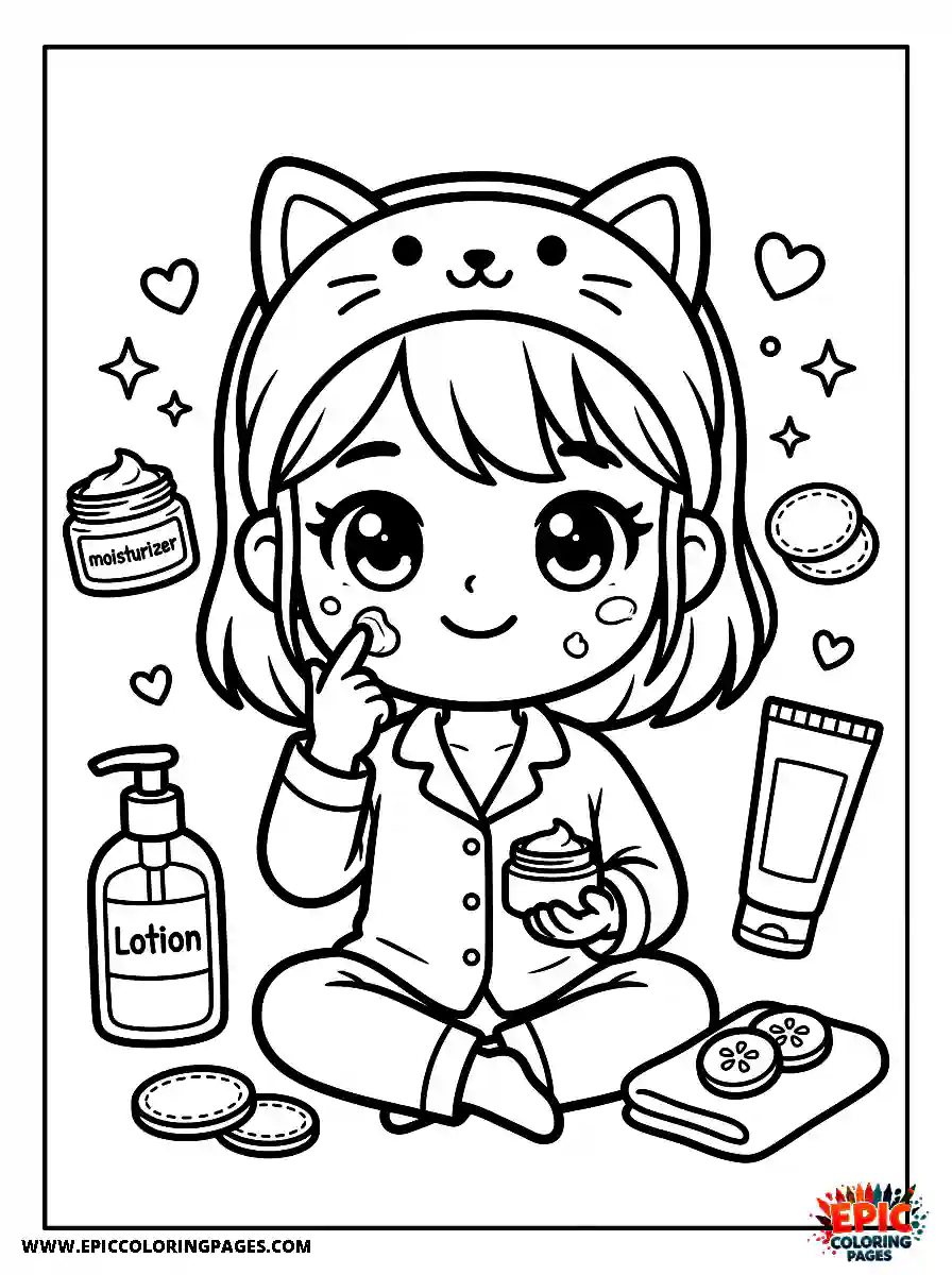 Chibi Girl Friendly chibi girl applying her skincare routine