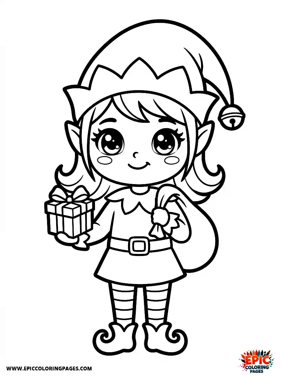 Chibi Girl Friendly chibi girl christmas elf helper