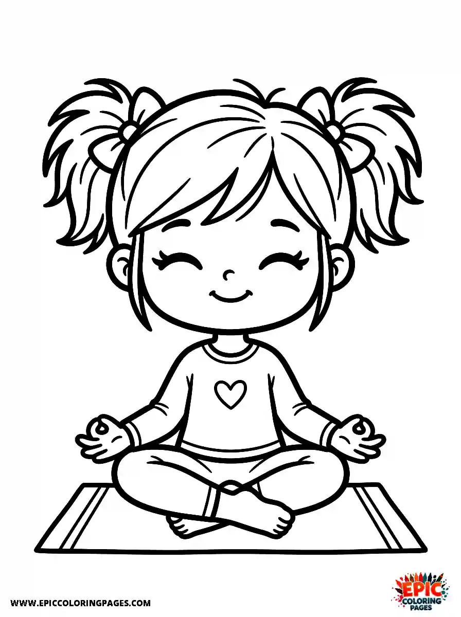 Chibi Girl Friendly chibi girl doing relaxing yoga poses