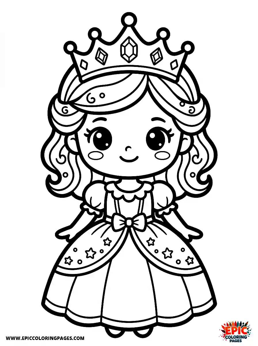 Chibi Girl Friendly chibi girl dressed as a royal princess wearing a crown