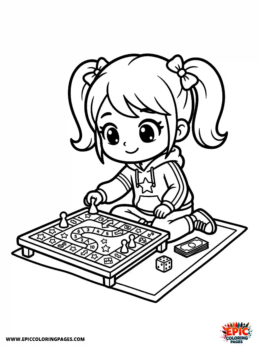 Chibi Girl Friendly chibi girl enjoying a fun board game with friends