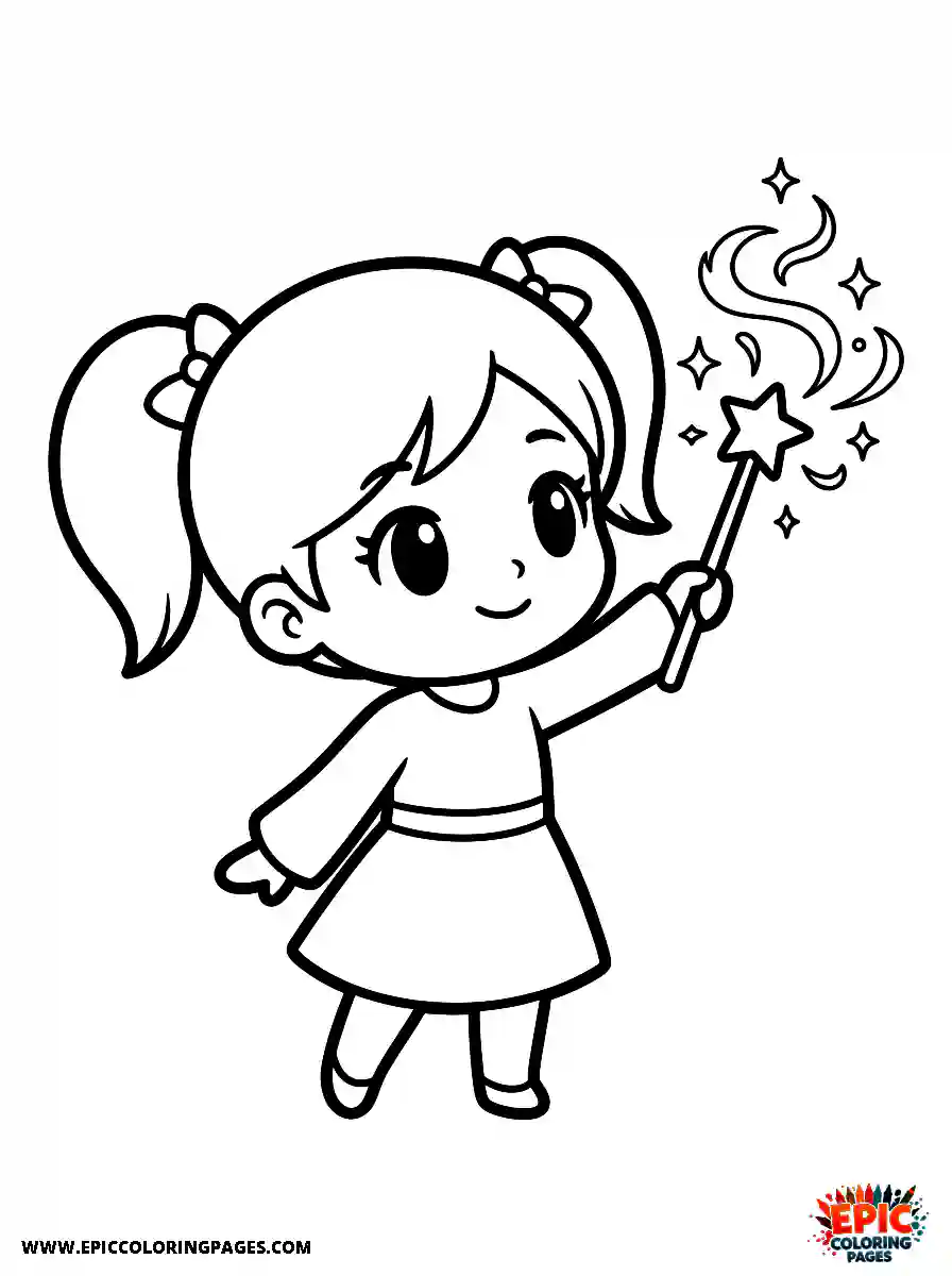Chibi Girl Friendly chibi girl performing tricks as a wizard