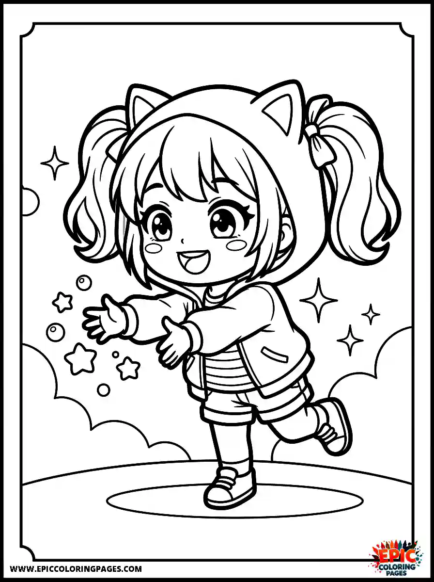 Chibi Girl Friendly chibi girl reaching forward happily to grab an object
