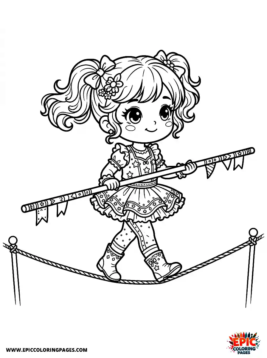 Chibi Girl Friendly chibi girl walking on a tightrope