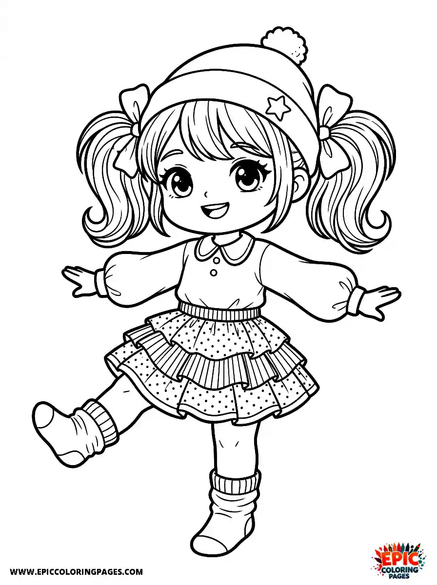 Chibi Girl Funny chibi girl balancing on one foot playfully
