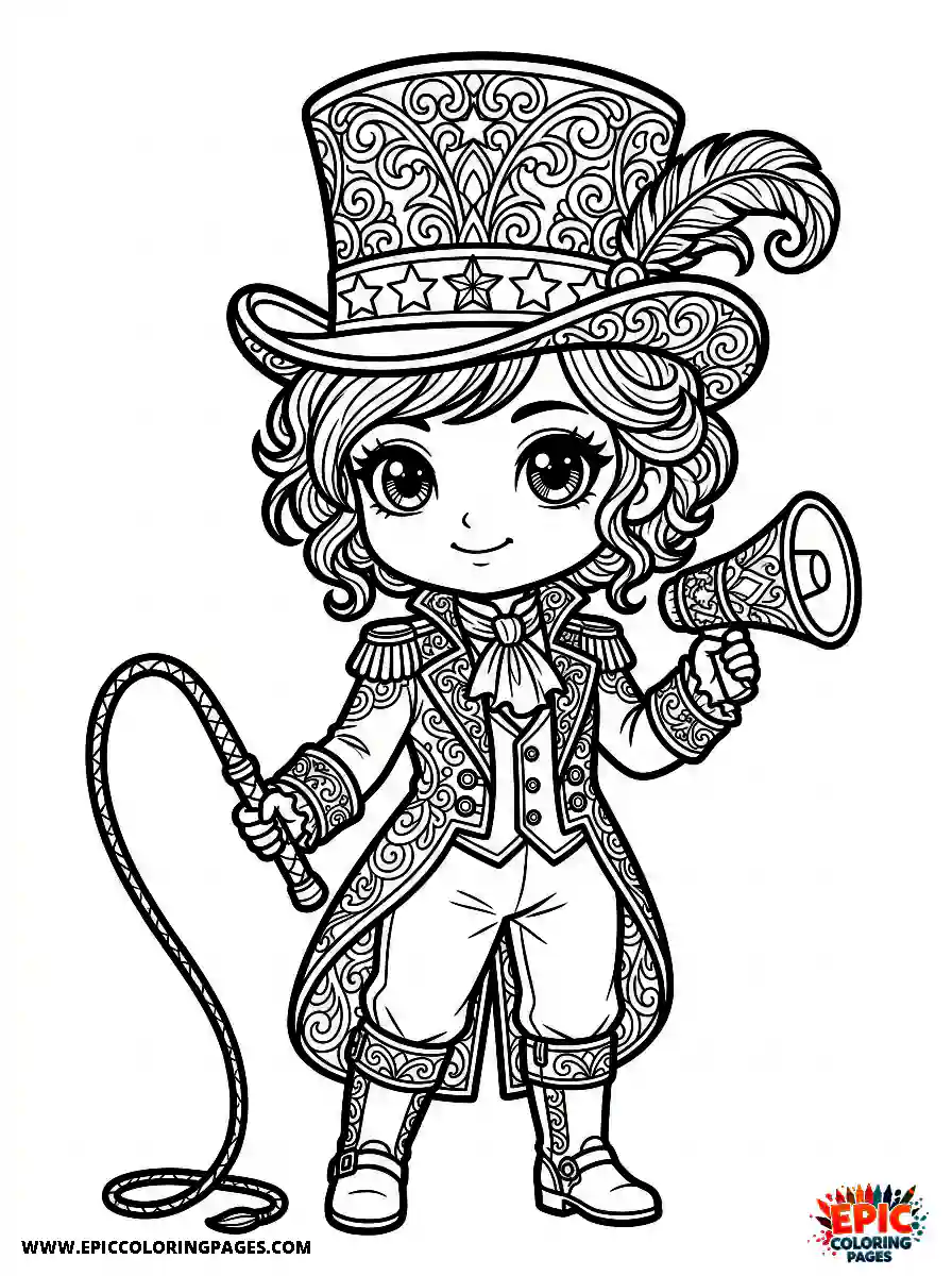 Chibi Girl Funny chibi girl directing the circus as a ringmaster