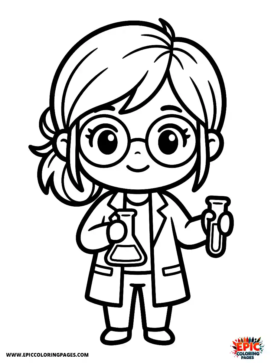 Chibi Girl Funny chibi girl doing science experiments in a lab coat