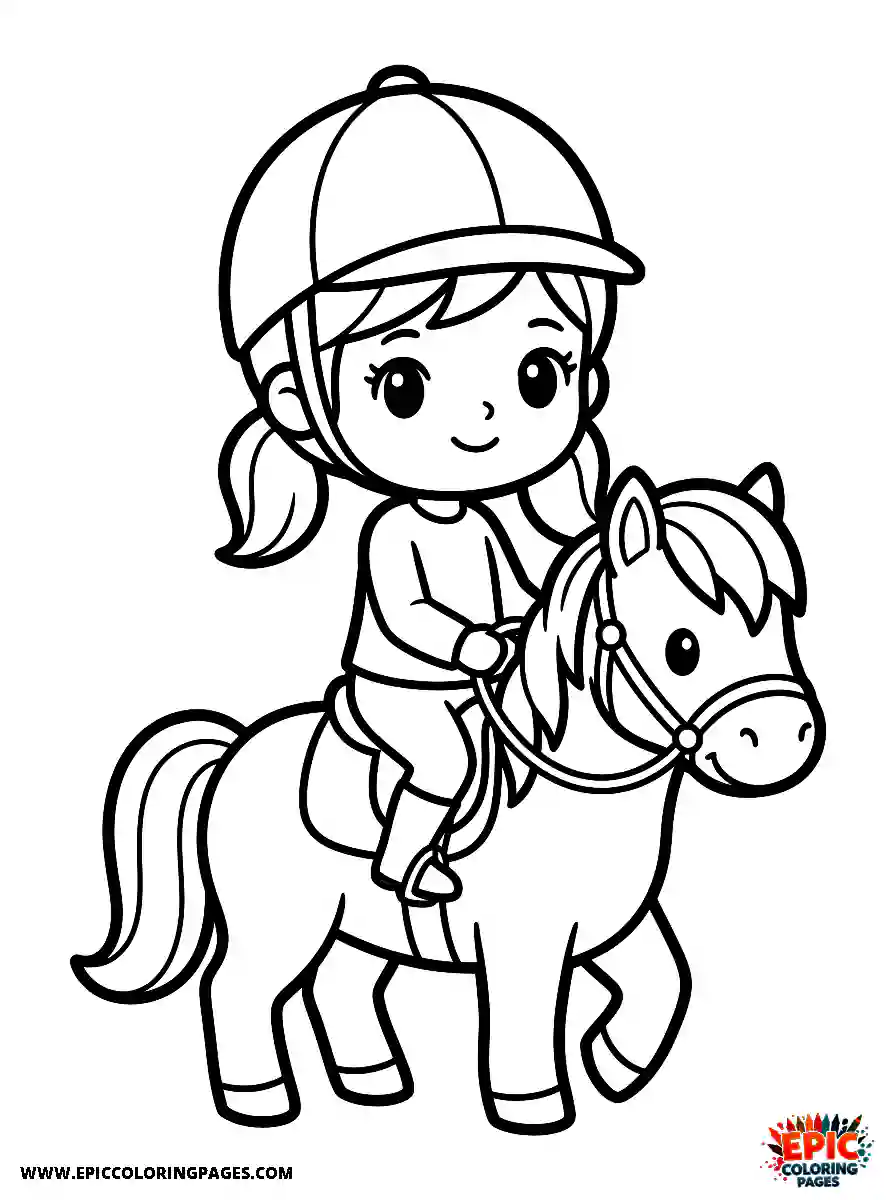 Chibi Girl Funny chibi girl enjoying a scenic horseback ride along a nature trail