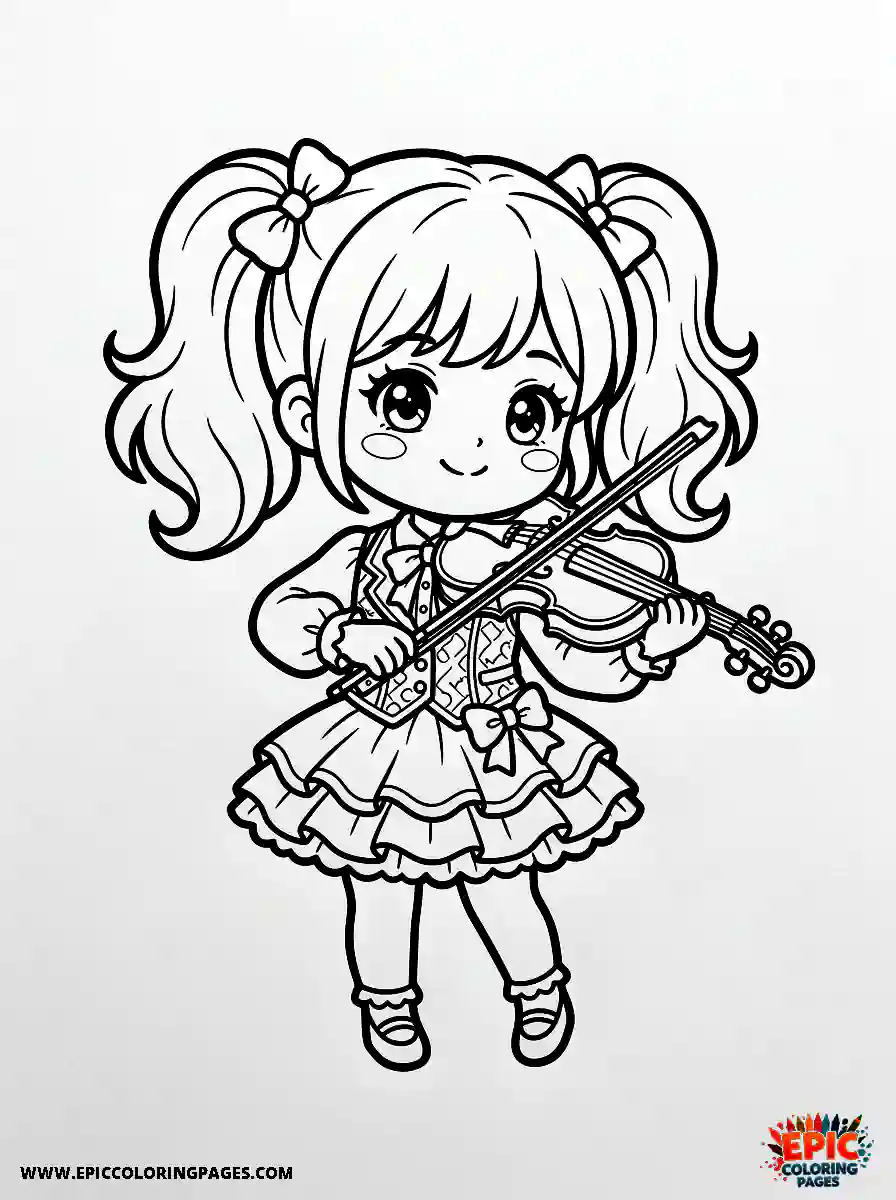 Chibi Girl Funny chibi girl playing classical music on a violin