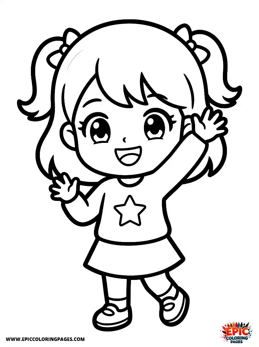 Chibi Girl Happy chibi girl greeting happily with waving hands